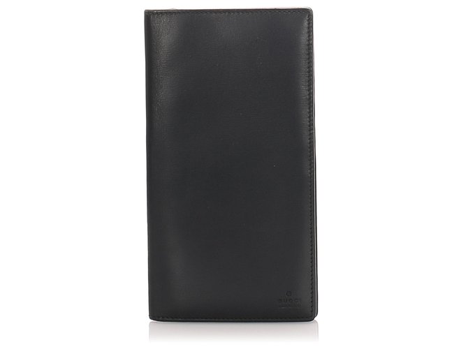 Gucci Black Leather Long Wallet Schwarz Leder Kalbähnliches Kalb  ref.209026