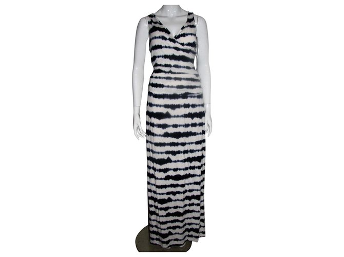 Autre Marque Coleção Tart, novíssimo vestido maxi Preto Branco Azul Elastano Modal  ref.209099
