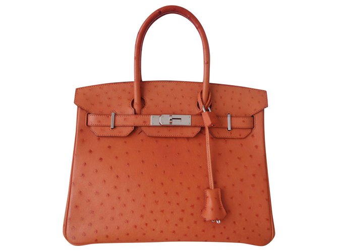 Hermès HERMES BIRKIN BAG 30 Ostrich Orange Exotic leather  ref.209106