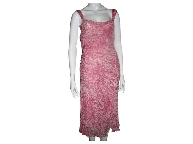 Diane Von Furstenberg DvF Vintage W.. Hollywood Seidenkleid Pink Weiß