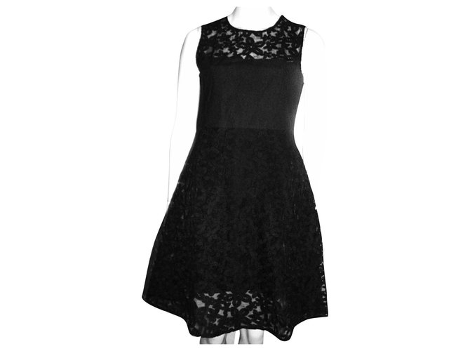 Joseph black dress with lace Silk Cotton  ref.209123