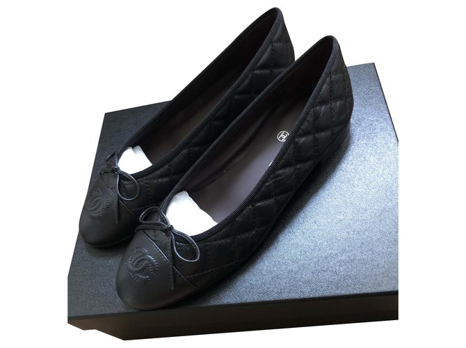 Chanel Ballet Flat Black Leather  ref.209133