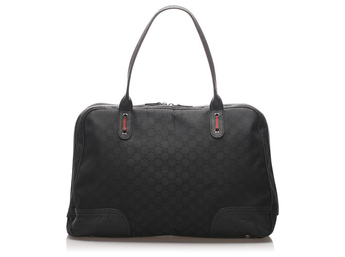 Gucci Black GG Canvas Princy Travel Bag Leather Cloth Pony-style calfskin Cloth  ref.209171