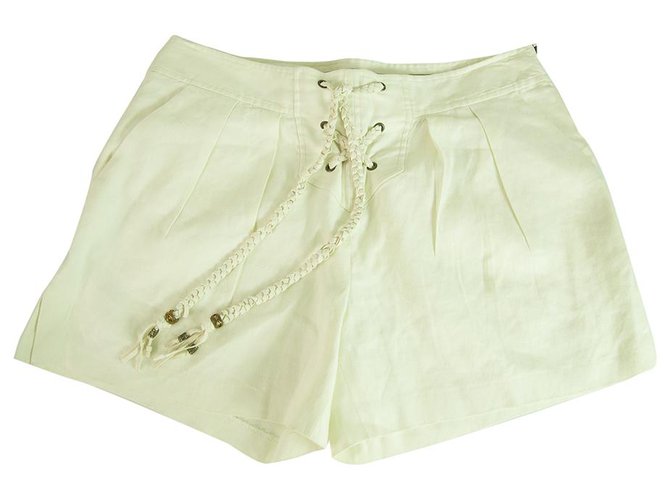 Diane von Furstenberg DVF Off White Ecru Summer Shorts Pantalones Talla de pantalón 6 Blanco Lino  ref.209253