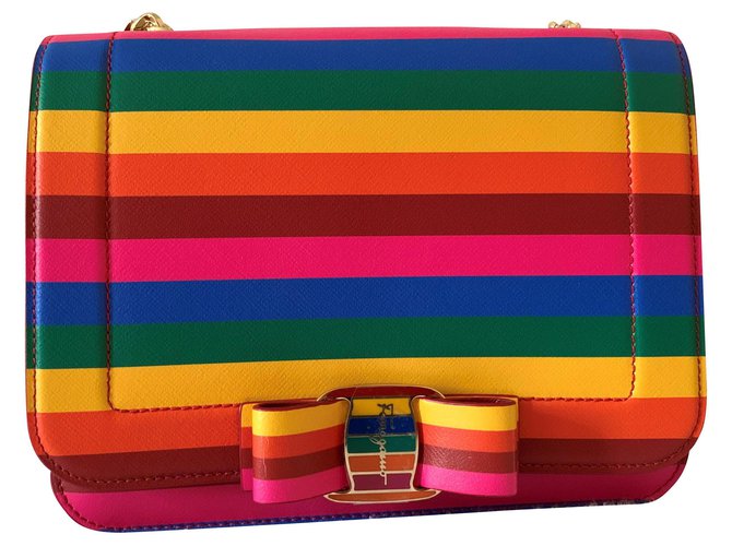 Salvatore Ferragamo Borsa Rainbow Vara Multicolore Pelle  ref.209259