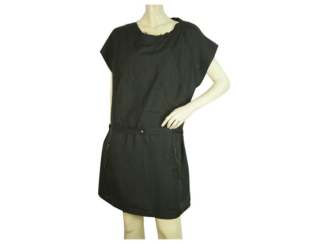 Isabel Marant Etoile Black Cotton Silk Mini Cap Sleeves Dress size 2  ref.209278