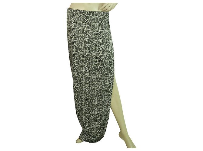 Thakoon Black & White Snake Pattern Maxi saia longa ou vestido sem alças tamanho XS Multicor