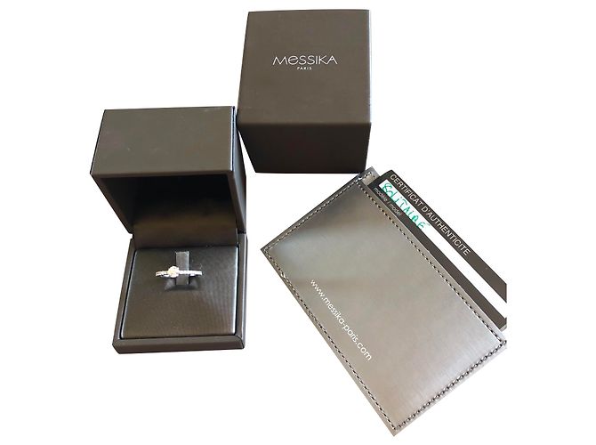 Messika Solitaire Ring Weißgold Grau Größe 49 