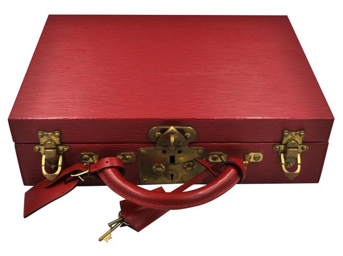 Coffret à bijoux Louis Vuitton cuir Epi rouge  ref.209335