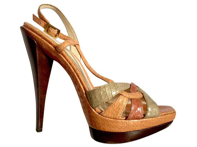 Fendi high heels Pink Grey Peach Exotic leather  ref.209361
