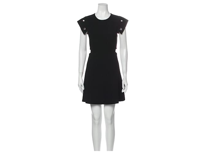 Sandro ausgeschnittenes Kleid mit Nieten Schwarz Polyester Acetat  ref.209388