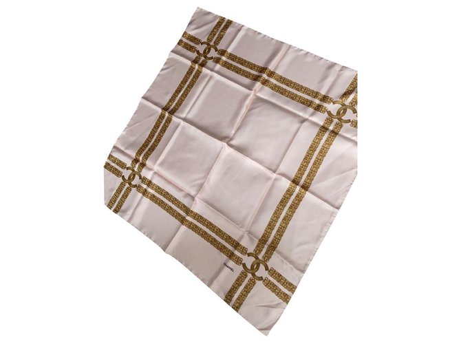 Chanel Silk scarves Beige  ref.209399