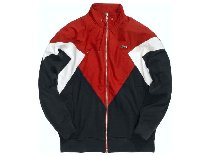 Lacoste Men Coats Outerwear Red Navy blue Cotton  ref.209403