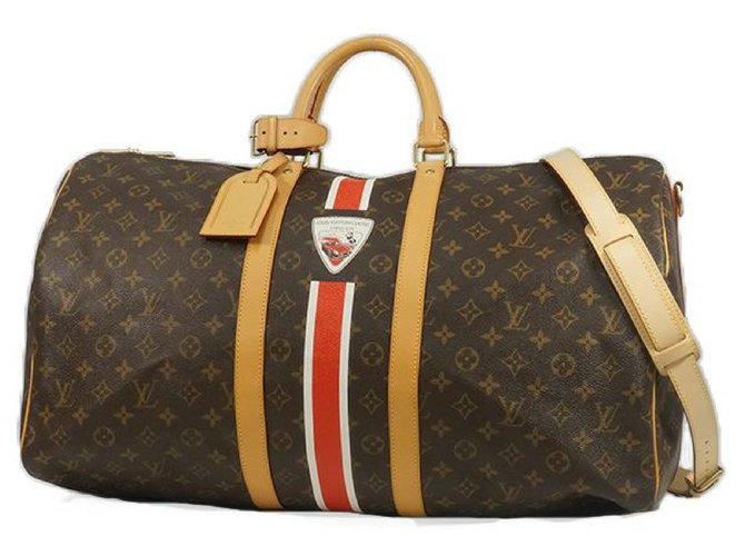 Authentic Louis Vuitton Monogram Keepall 55 Bandoliere Travel Bag
