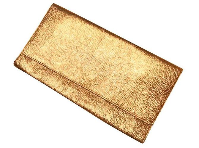 Gerard Darel Gérard Darel embreagem de couro de bezerro de ouro Dourado
