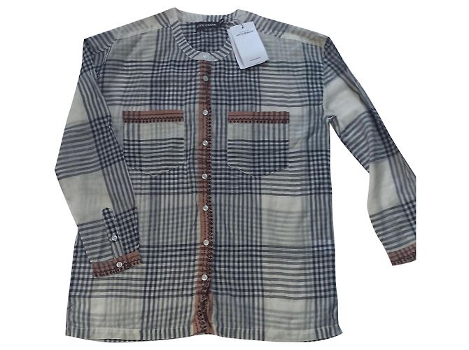 Antik Batik Camicetta di cotone Nera Beige Multicolore Nero