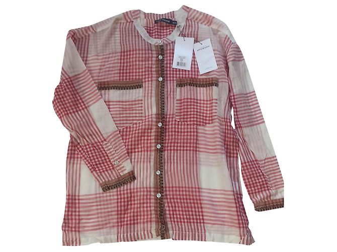 Blusa Antik Batik de algodón roja beige Multicolor