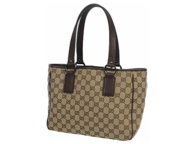 Gucci Womens tote bag 113019 beige x brown Leather  ref.209726