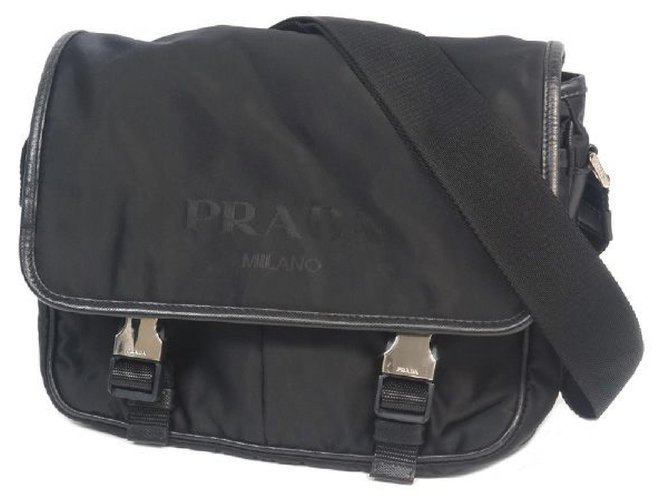 Authentic Black Mens/Unisex Nylon PRADA Messenger Bag