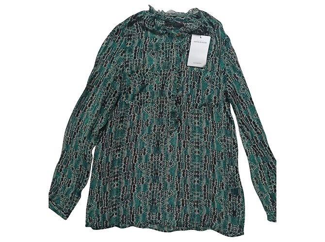 Blusa Antik Batik de seda y gasa estampada verde Multicolor
