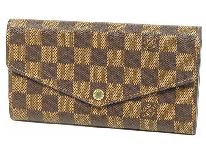 Louis Vuitton portofeuilles Sarah carteira longa das mulheres N63209 damene ebene Damier ebene Lona  ref.209806