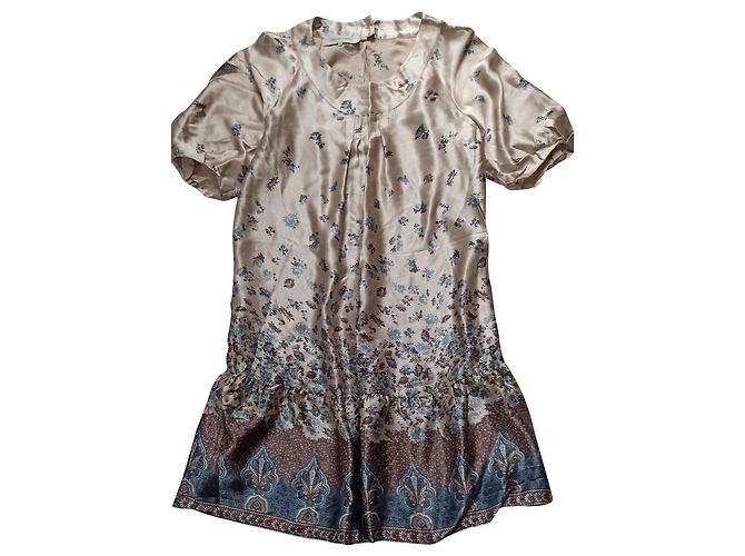 Vestido de seda estampado Gerard Darel com mangas bufantes Multicor