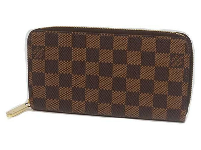 Authentic Louis Vuitton Long Brown Zip wallet Damier Ebene