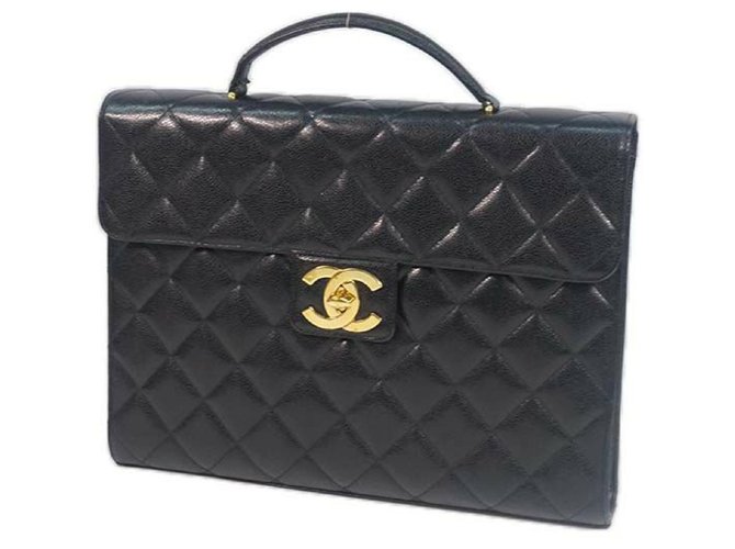 CHANEL briefcase Womens business bag black x gold hardware  ref.210032