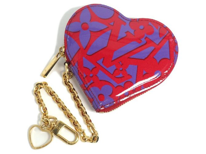 Louis Vuitton Monogram Vernis Heart on Chain Red Leather Patent