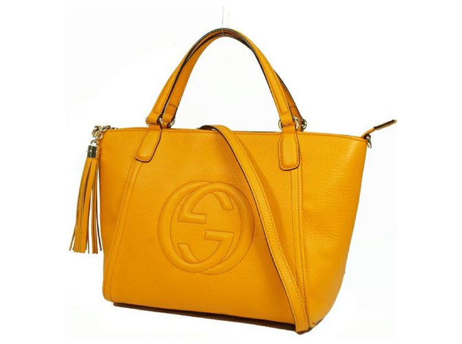 Gucci Soho 2WAY Hand Umhängetasche Damen Einkaufstasche 369176 Orange Leder  ref.210071
