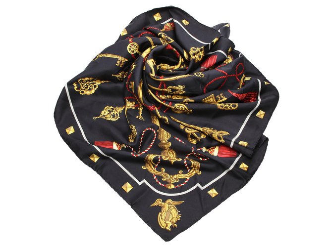 Hermès Foulard en soie Hermes Les Clefs Noir Tissu Multicolore  ref.210209