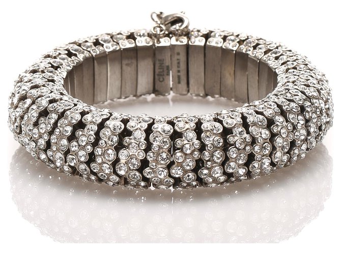 Bracelet en cristal argenté Céline Métal  ref.210213