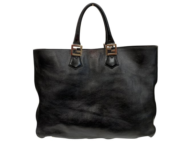 Fendi Black Twins tote bag Leather  ref.210368