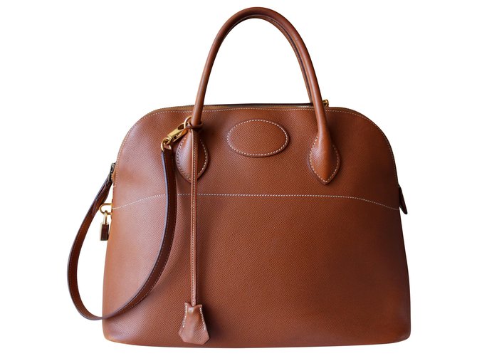 Hermès Iconic Bag Bolide 35 Braun Leder  ref.210389