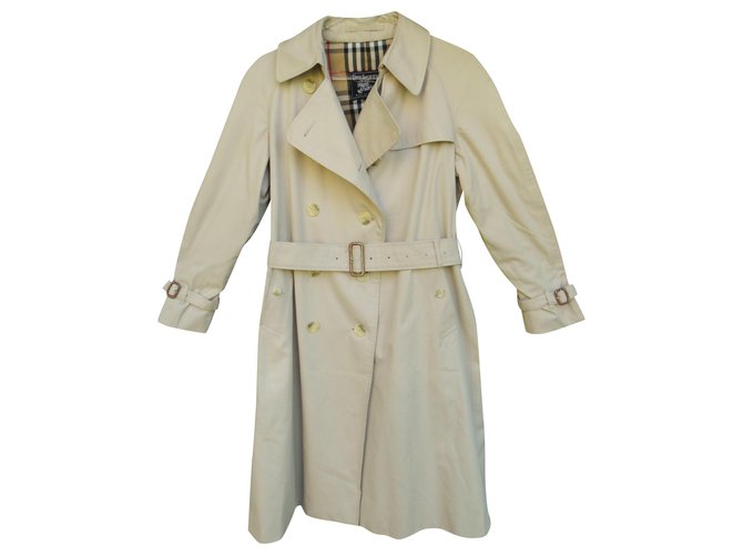 womens Burberry vintage t trench coat 40 Beige Cotton Polyester  ref.210423