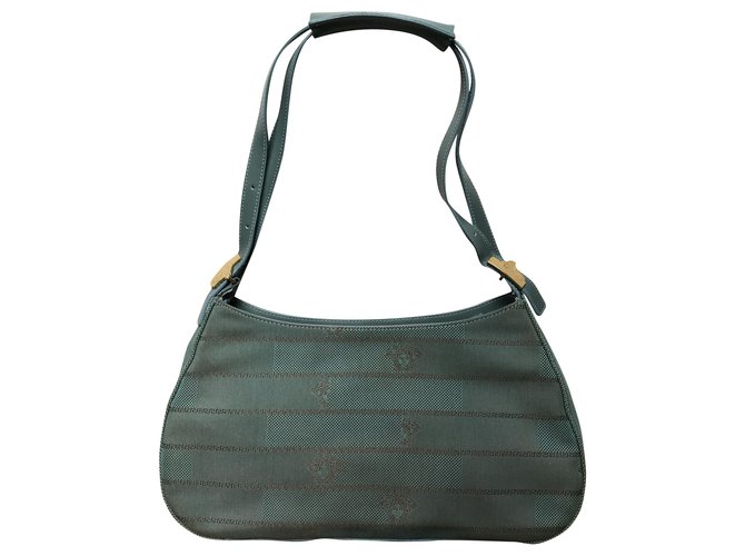 Gianni Versace Beautiful Vintage Handbag Leather Cloth  ref.210464