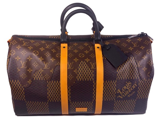 Louis Vuitton keepall 50 Bandoulière Brown Cloth ref.210471 - Joli Closet