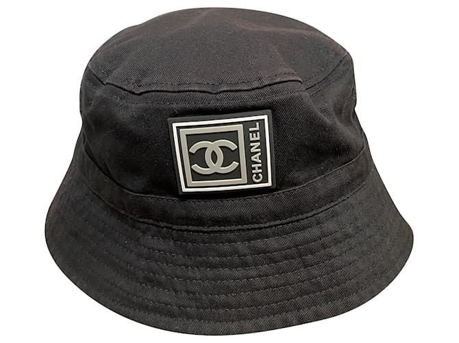 Chanel Hats Black Grey Cotton  ref.210475
