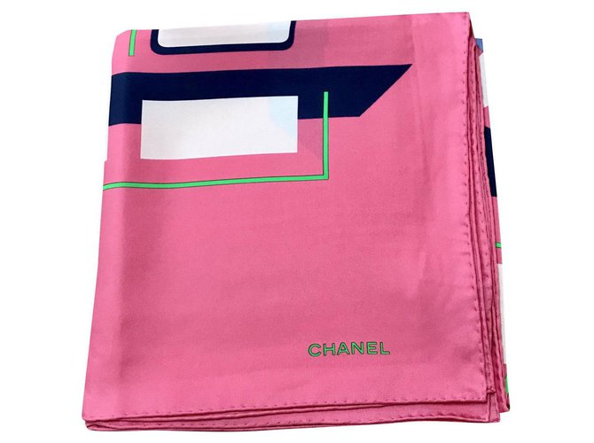 Foulard Chanel rosa Seta  ref.210491