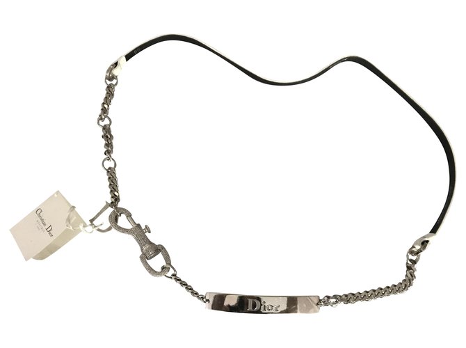 Dior Belts Silvery White Leather Metal  ref.210510