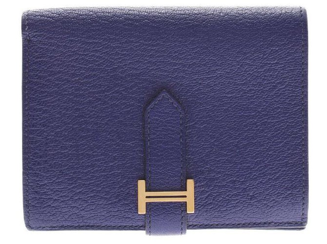 Hermès Portafoglio Hermes Blu Pelle  ref.210533