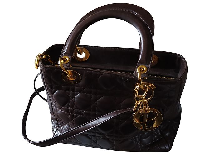 Christian Dior Handtasche Leder Schokolade 26