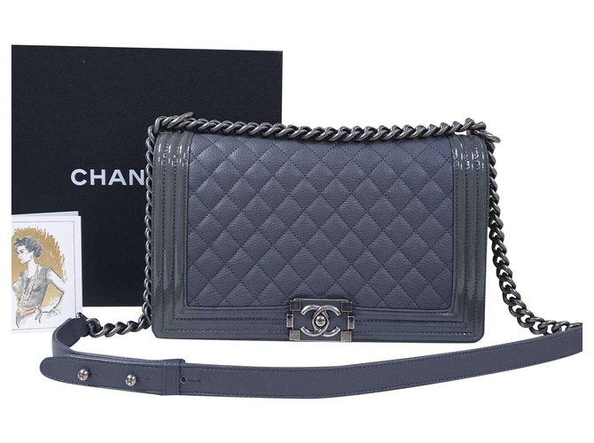 Boy Chanel Handbags Dark grey Leather  ref.210732