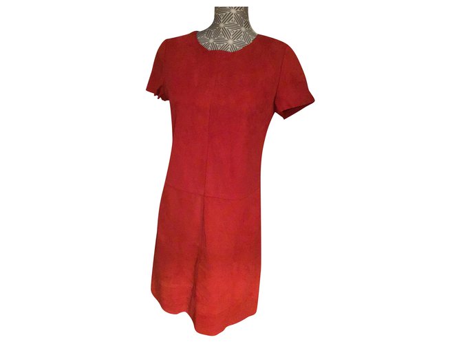 Autre Marque Orange Kleid 123 in Ziegenkruste Leder  ref.210963