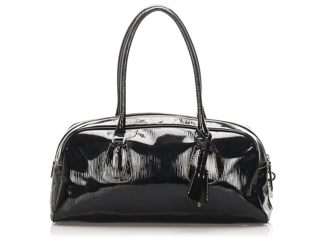 バッグ PRADA patent shoulder bag black Logo patent leather shoulder bag in black - Prada | Mytheresa