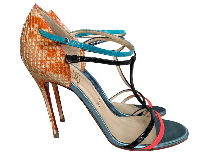 Christian Louboutin Multicolored python sandals Multiple colors  ref.211195