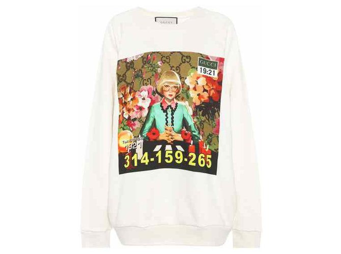 Gucci übergroßes GG-Logo-Sweatshirt Roh Baumwolle  ref.211241