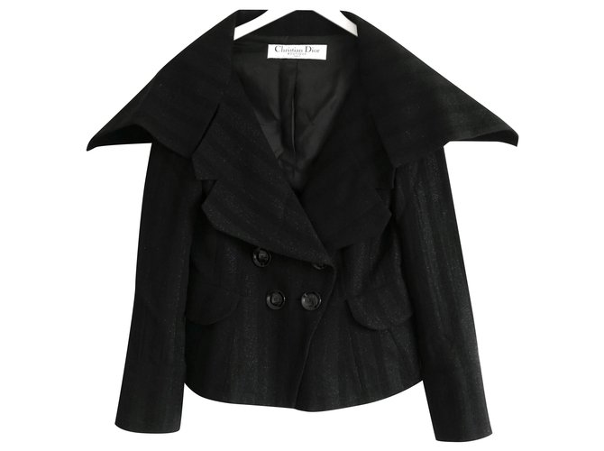 Christian Dior AW05 Jacke mit großem Kragen Schwarz Wolle  ref.211243