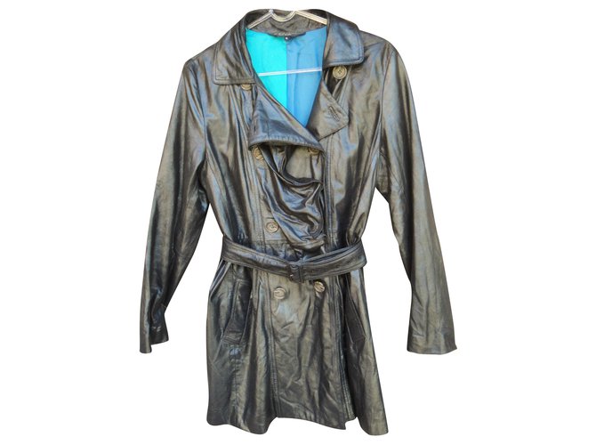 Trench coat de couro Paul Smith tamanho XL Preto  ref.211248