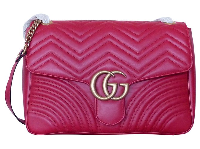 GUCCI MARMONT LARGE RED LEATHER bag  - Joli Closet
